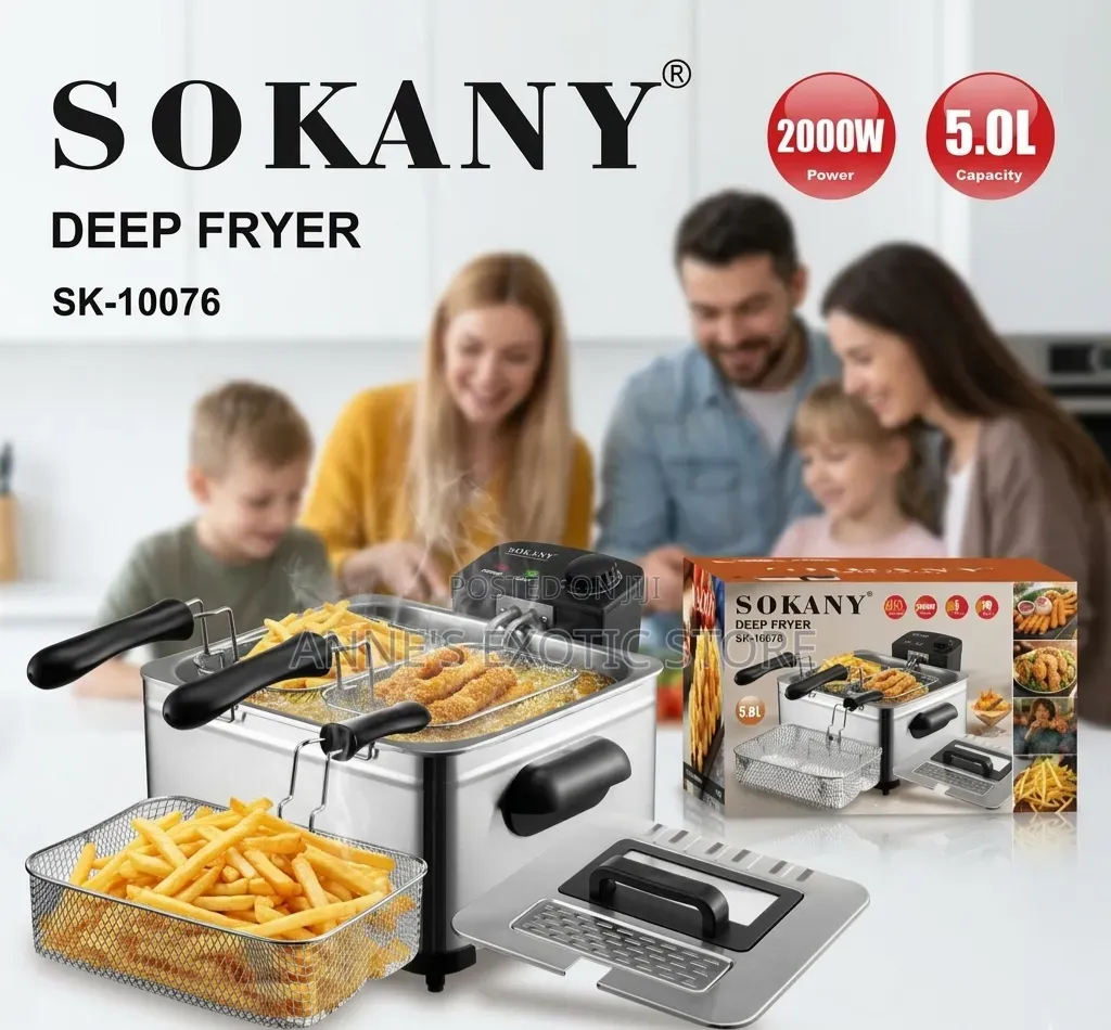 Sokany SK-10076 5L 2000W Electric Deep Fryer 3 Baskets