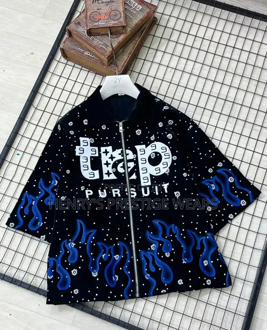 Men's Lightning Print Zip-Up Shirt – Stylish Casual