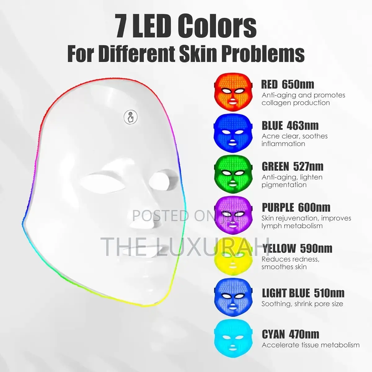 LED Light Therapy Beauty Mask – 3-Color Facial LED Mask for Skincare