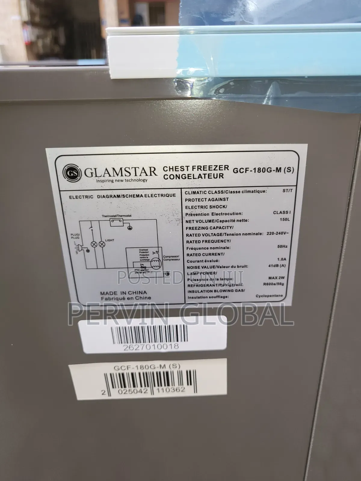Glamstar Freezer GCF180G-M 150L With Glass Door