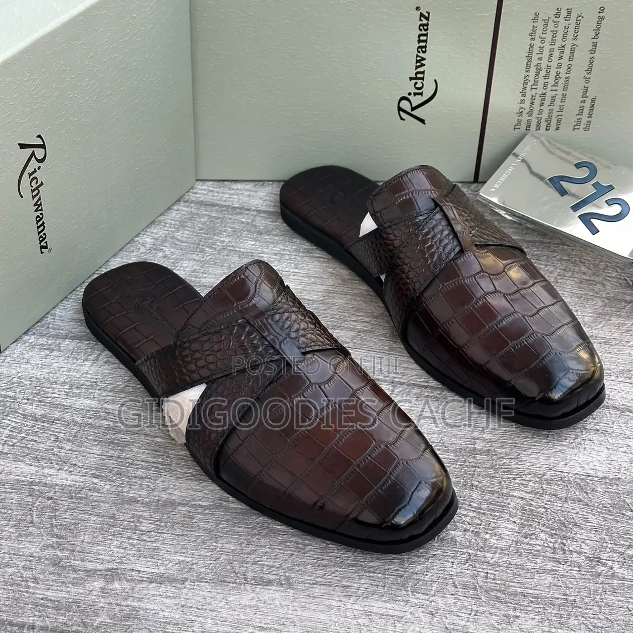 Richwanaz Men’s Crocodile Print Criss-Cross Mules in 3 Colors