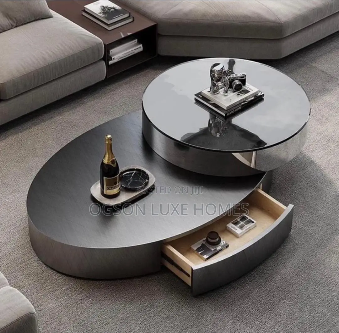 Center Table With Two Drawers and 360 Rotating Top