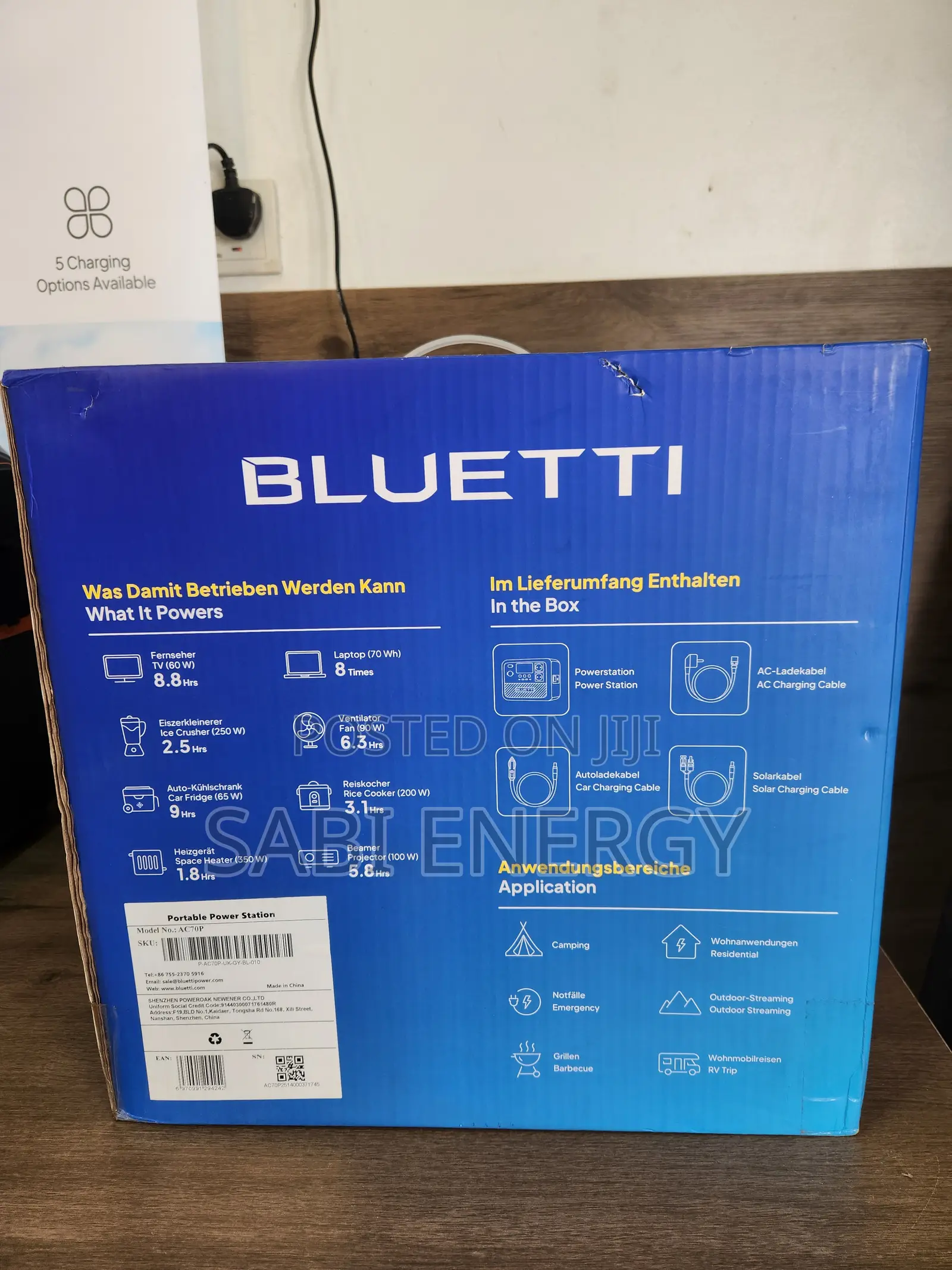 Bluetti Ac70P 1000w/864Wh Portable Power Station