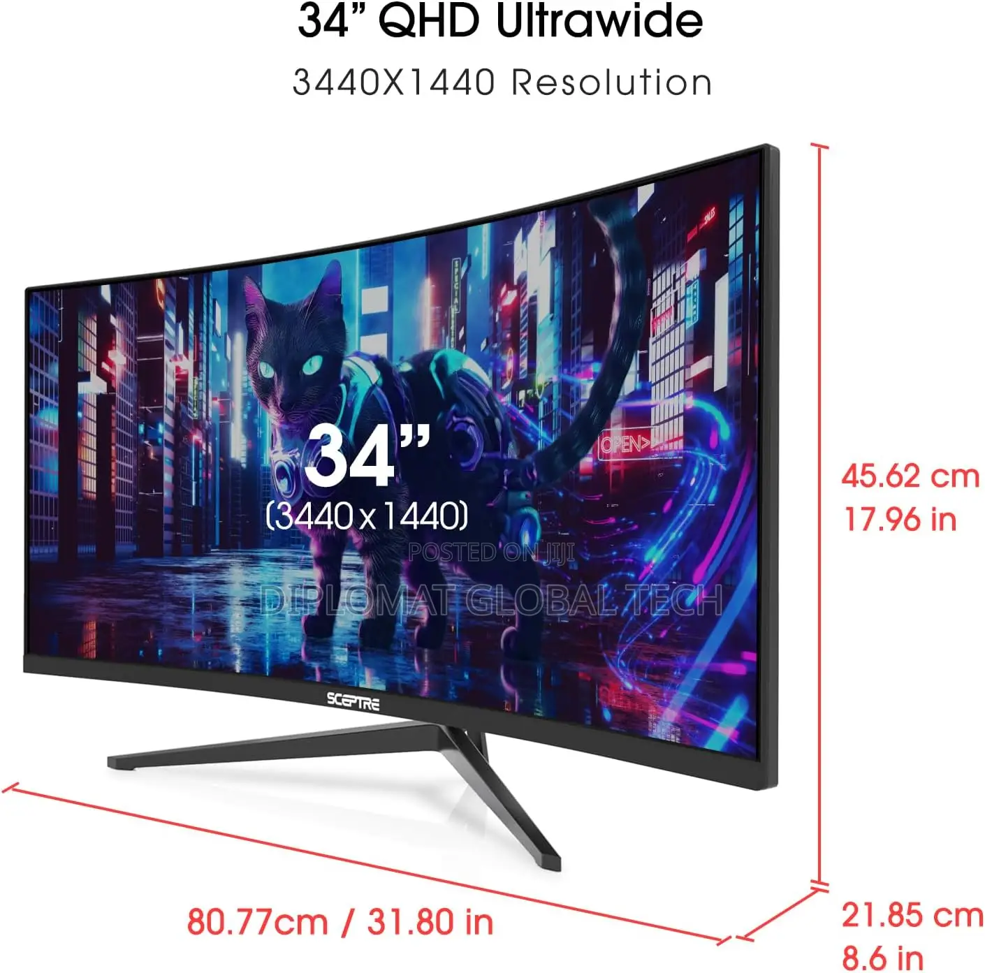 Sceptre 34-Inch Curved Ultrawide WQHD Monitor Built-in Speakers