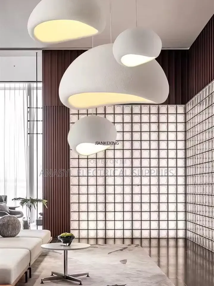 Arab Wabi-Sabi Style Pebble and Mushroom Resin Pendant Chandelier