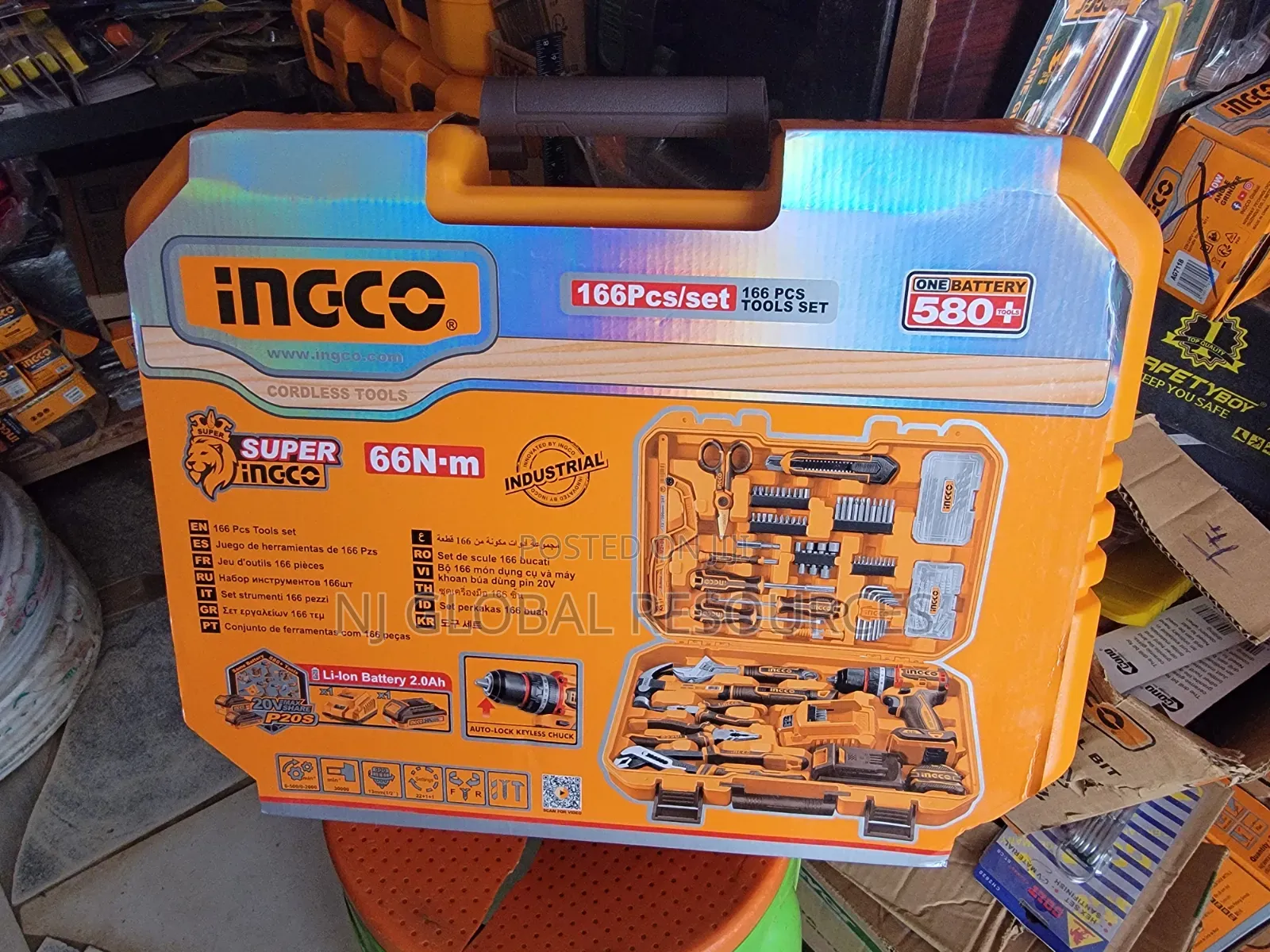166pcs Tools Set Ingco With 20v Impact Cordless Drill 165pcs Toolbox
