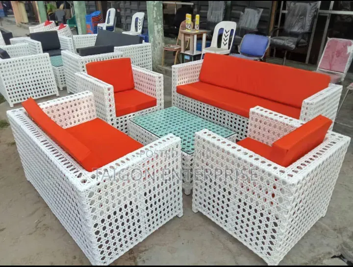 Royal White Rattan Set of Chairs and Table