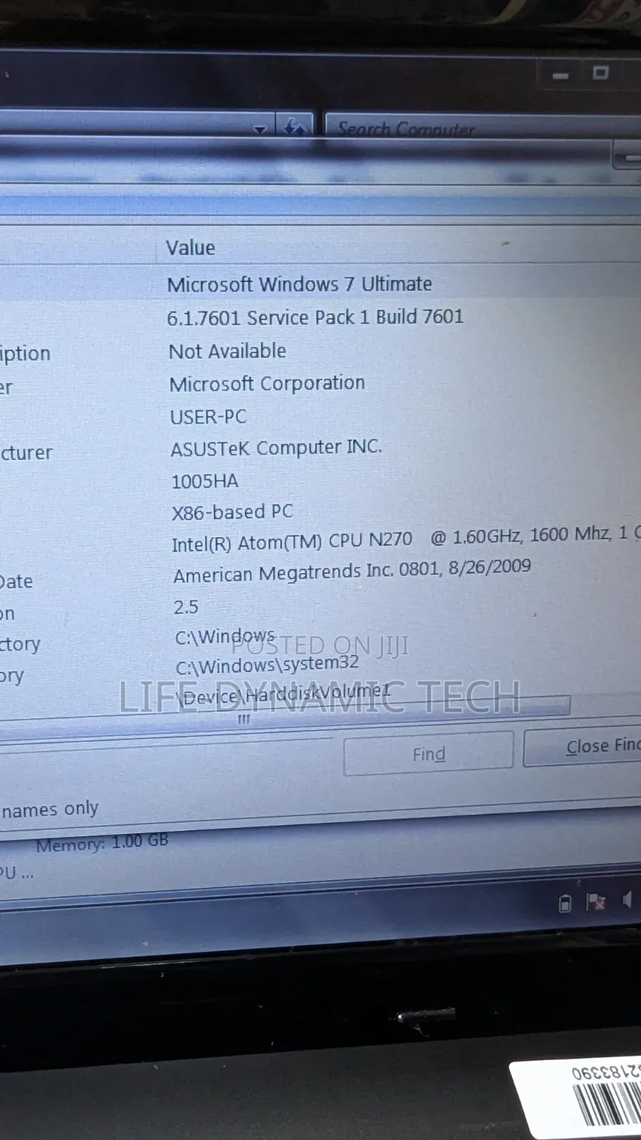 Laptop Asus Eee PC 1005HA 2GB Intel Atom HDD 160GB