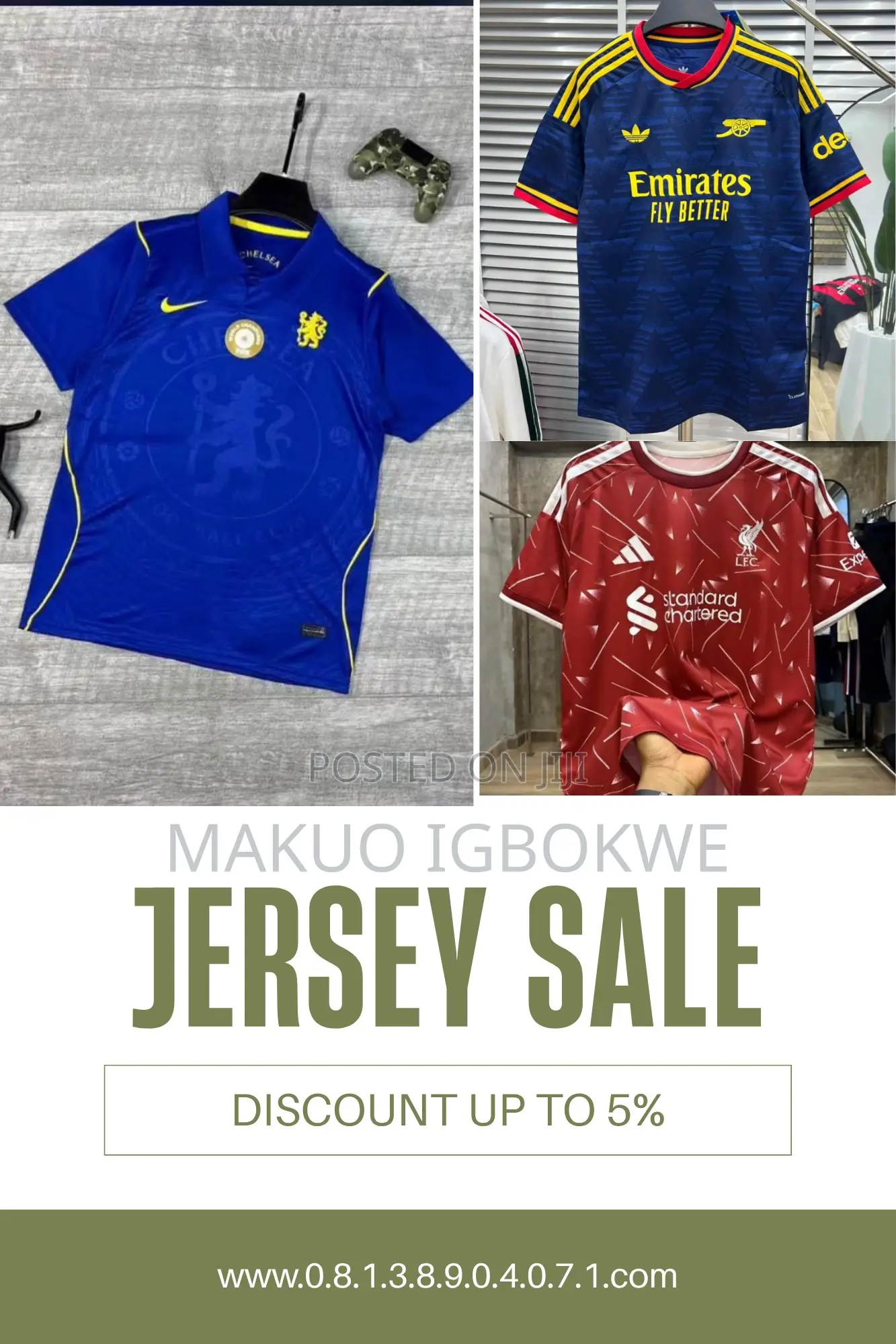 Manchester United, Arsenal, Barcelona and EPL Jerseys