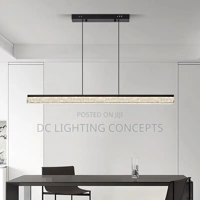 Modern Italian Minimalist Cracked Ice Pattern Led Linear Pendant Light