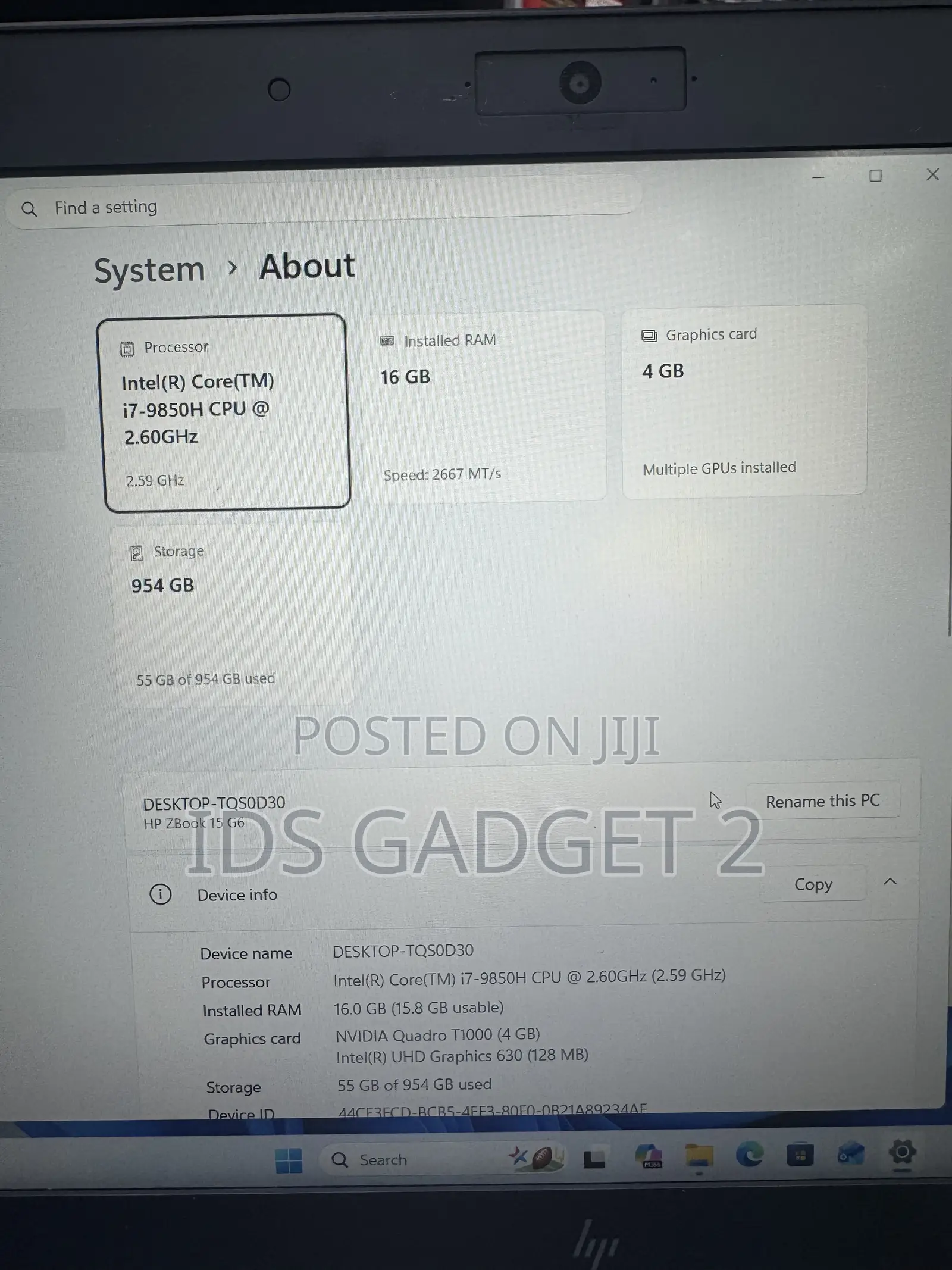 Laptop HP ZBook 15 G6 16GB Intel Core i7 SSD 1T