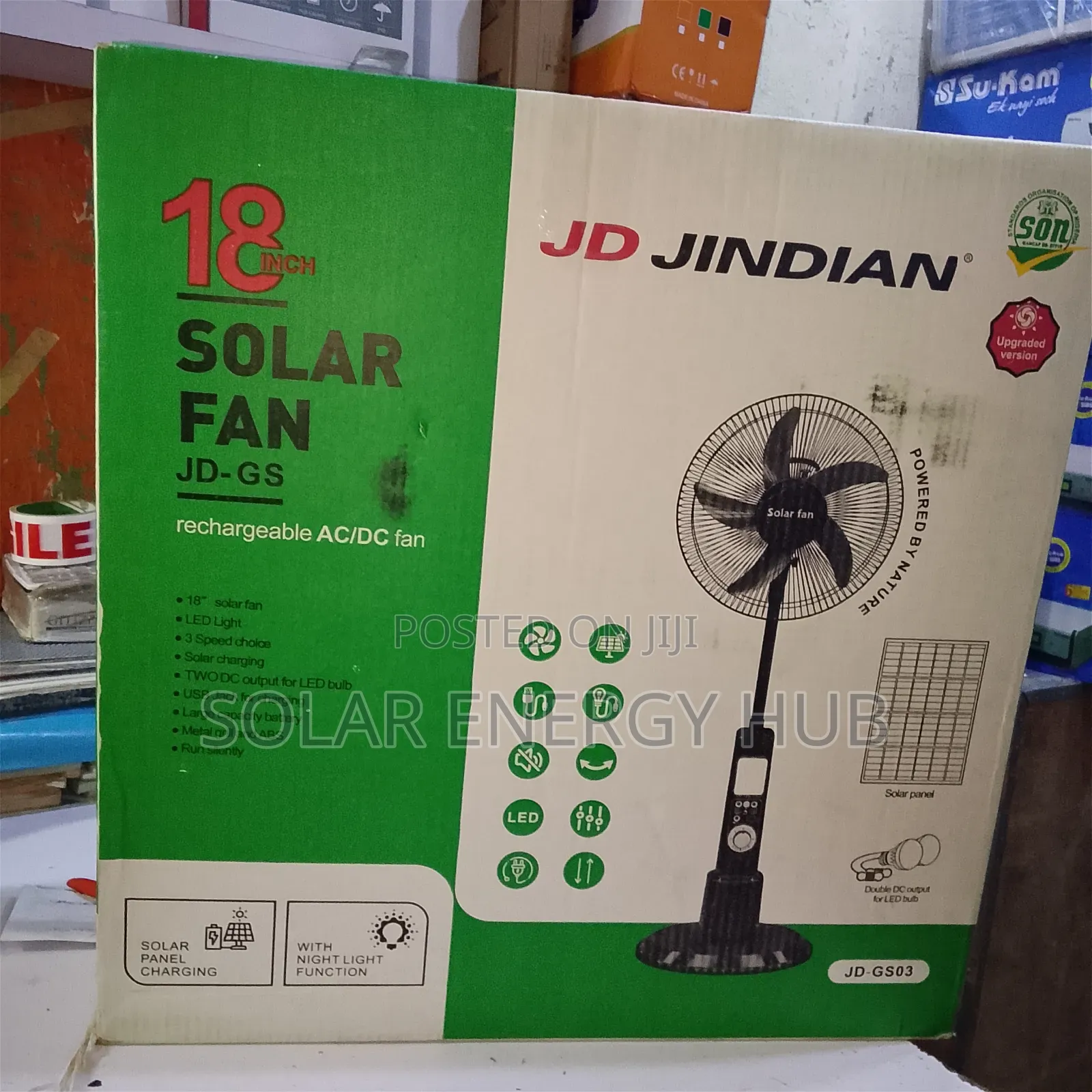 18inch Jindian Rechargeable Solar Fan