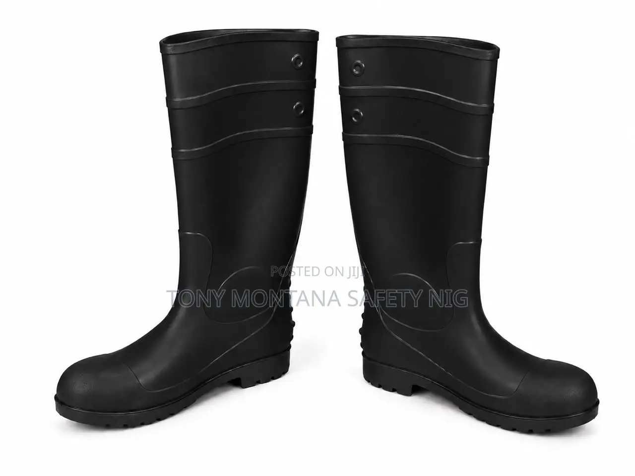Black Safety Rainboot-Waterproof Boots With Steel Toe & Anti-Slip Sole