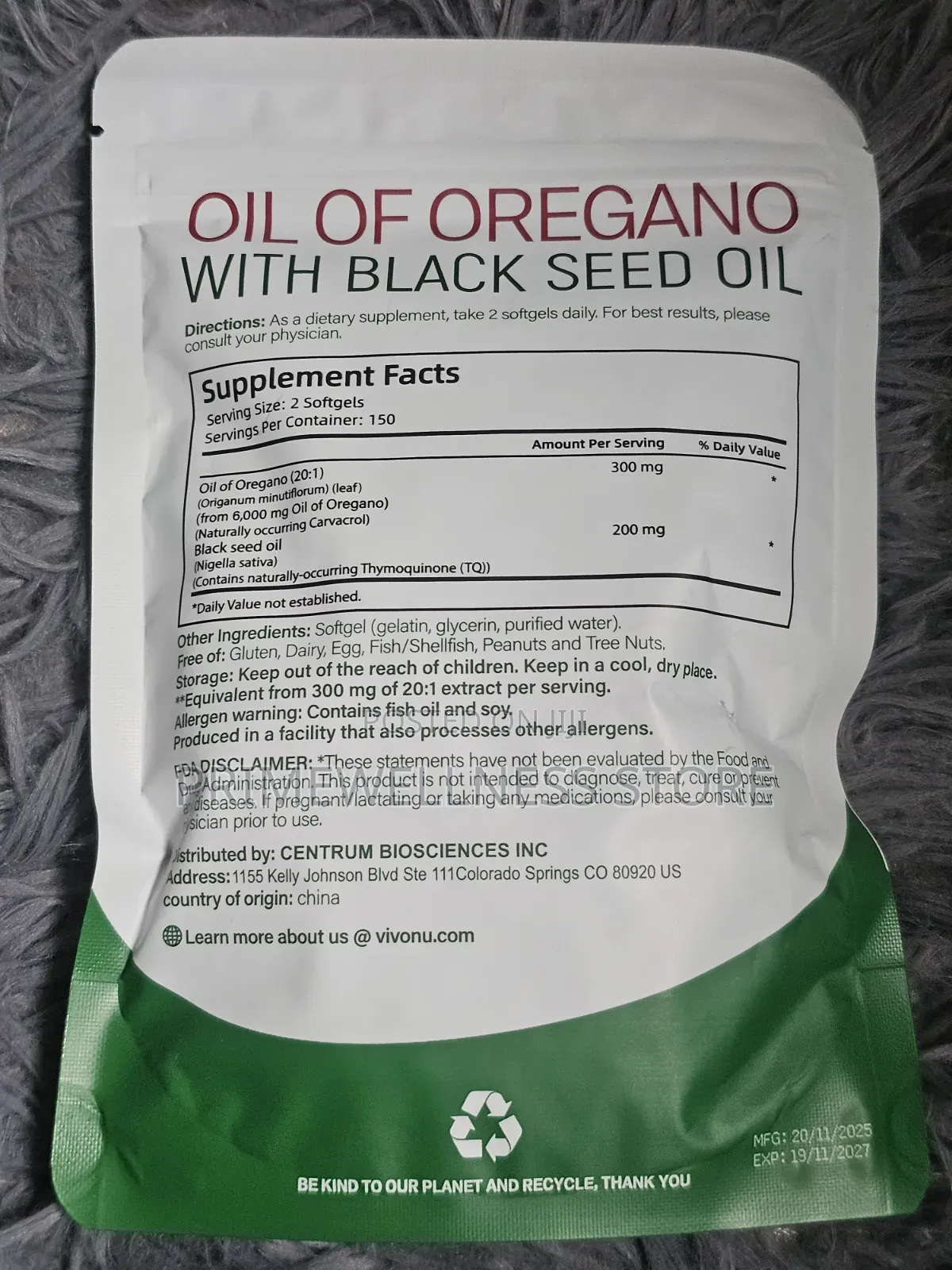Oregano Oil With Black Seed Oil, 6,200mg, 300Soft Gel
