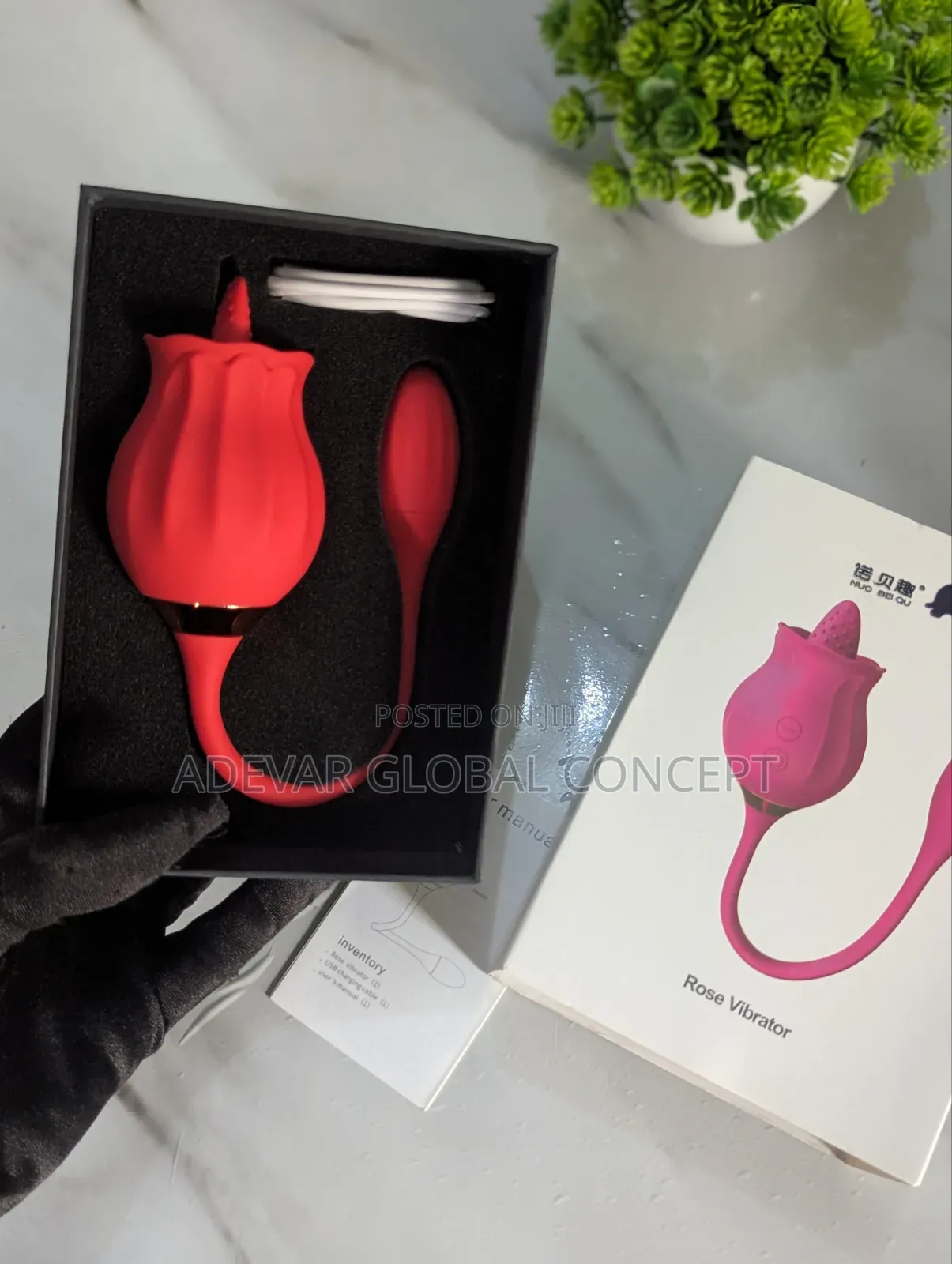 2-in-1 Rose Clitoral Licking G-Spot Egg Jump Vibrator Women Sex Toy