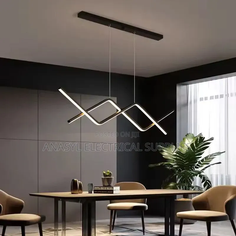 Modern Geometric LED Pendant Chandelier With a Sleek Black