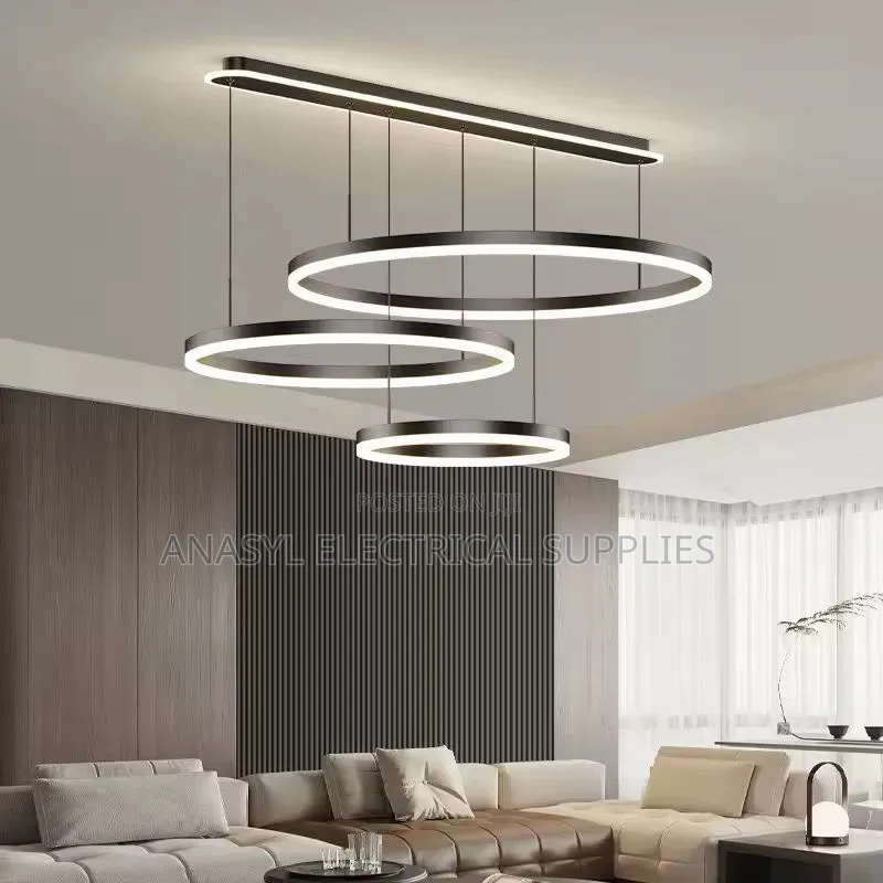 Modern Minimalist LED Dimmable Chandelier Circular Rings Pendant Lamp