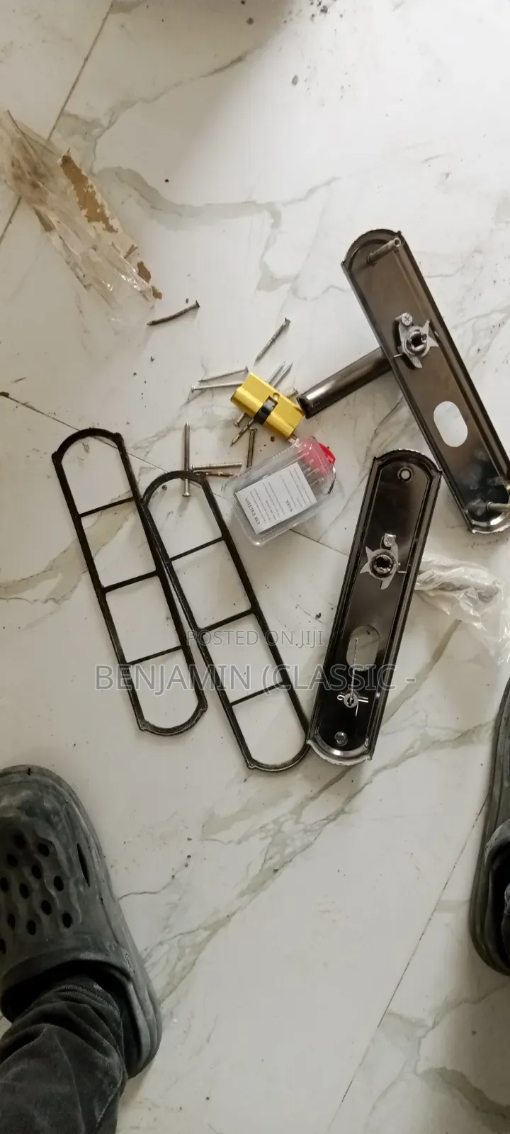 House Doors Fixing, Handles, Keys, Door Stopper, Door Brush.