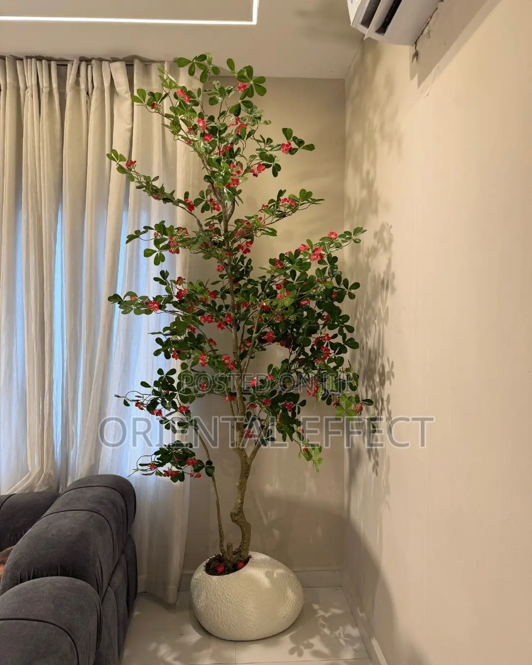 Textured Pale Shoe Pot With Red Exotica | Artificial Plants Nigeria