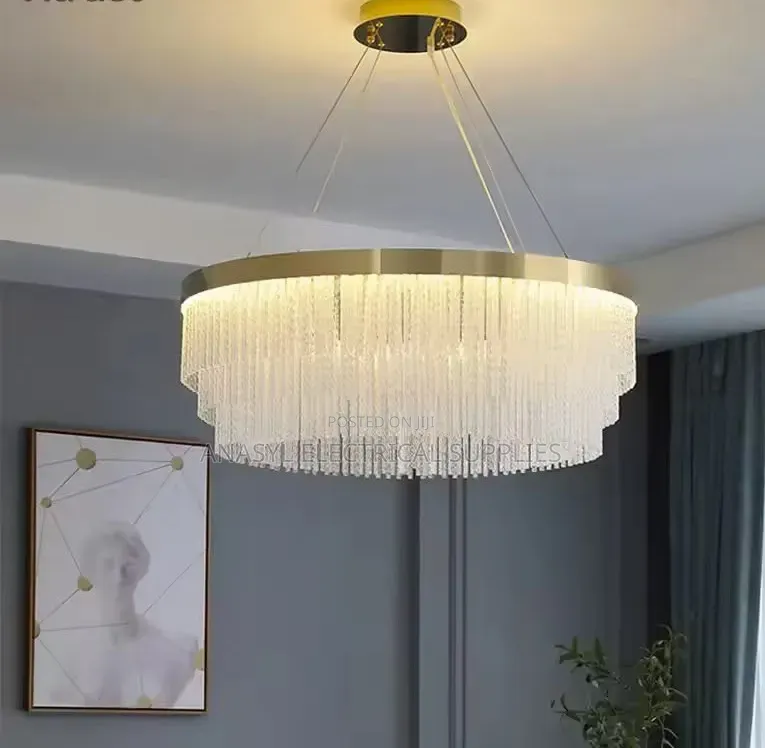 Remote Controlled Gold Plated Modern Crystal Chandelier Luxury Light