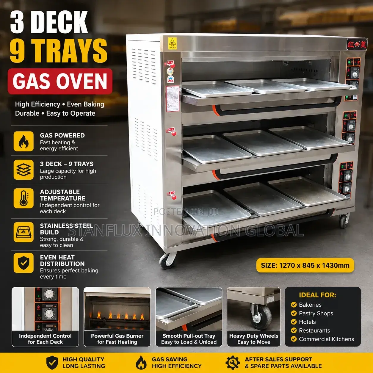 3 Deck 9 Trays Gas Oven – Commercial Bakery Oven