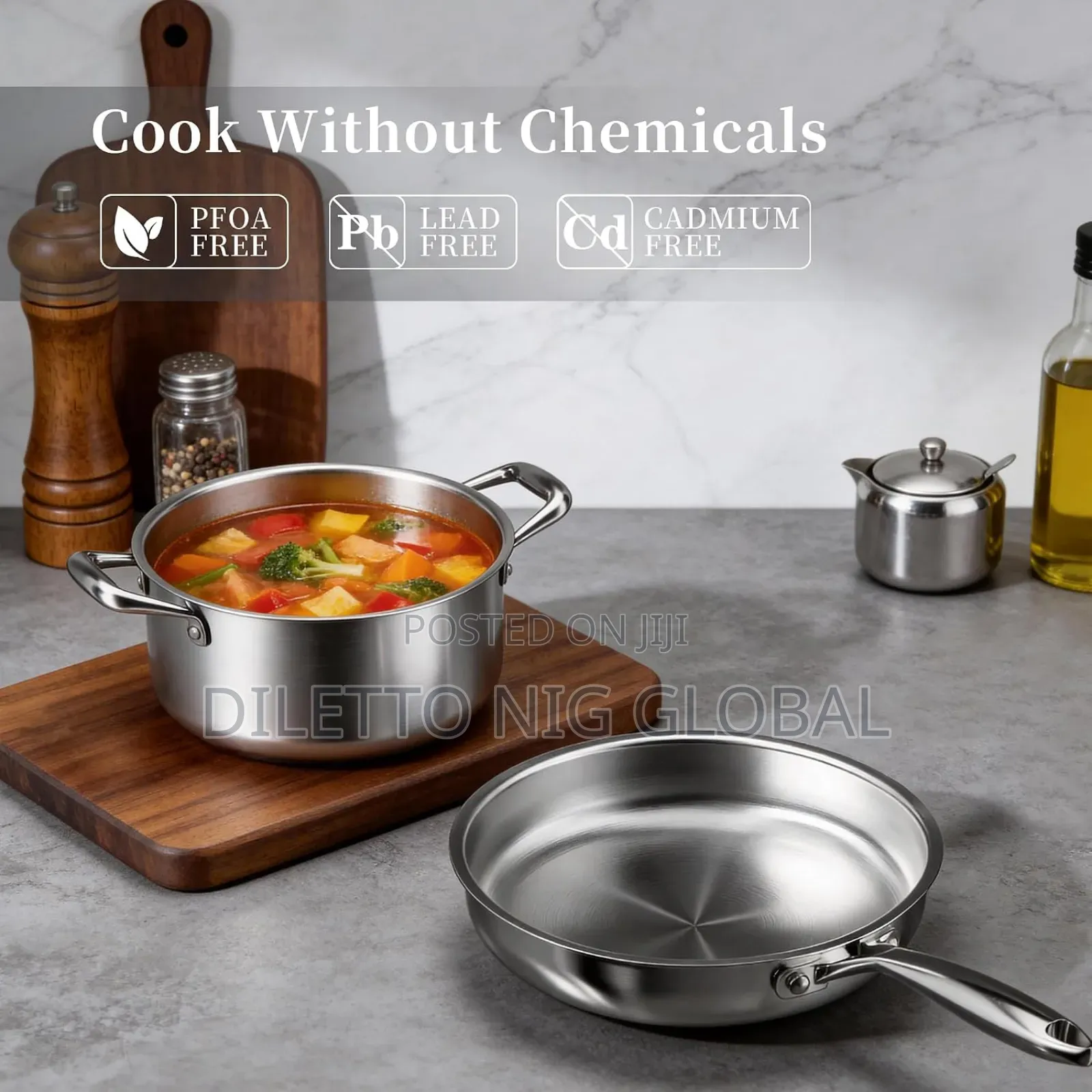 VONIKI Stainless Steel Cookware Set Pots and Pans With Steamer Basket
