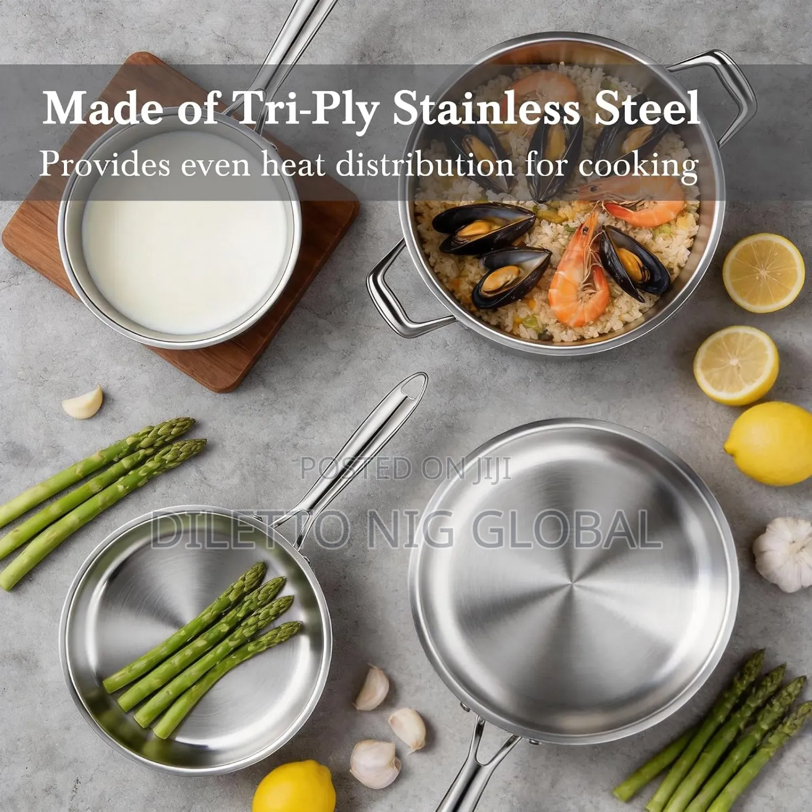 VONIKI Stainless Steel Cookware Set Pots and Pans With Steamer Basket