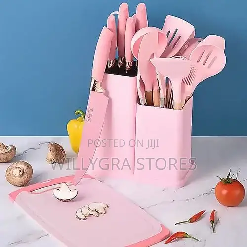 19 Sets of Silicone Kitchenware Spoon and Quality Knife