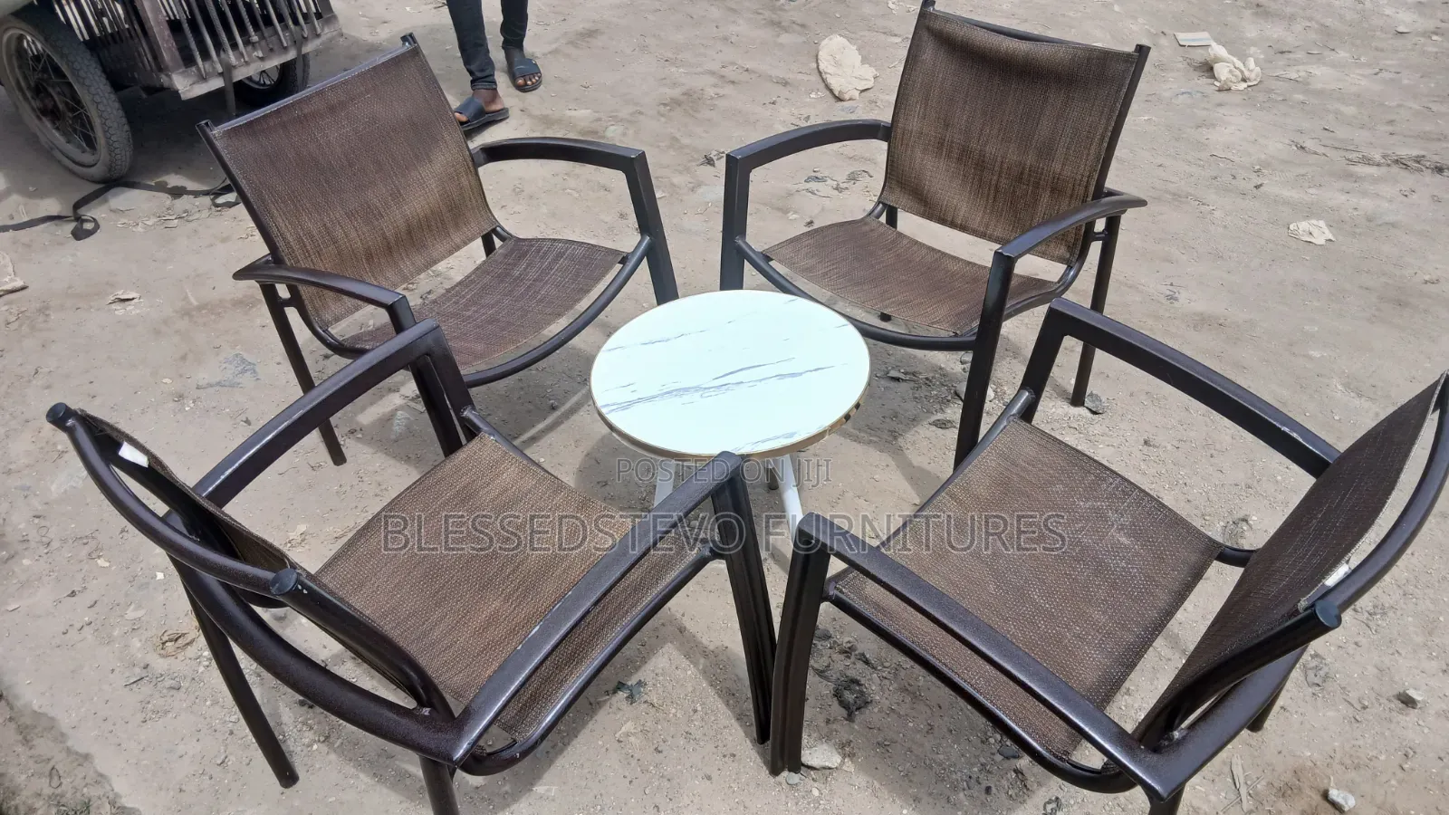 Brown Outdoor Chair Without the Center Table