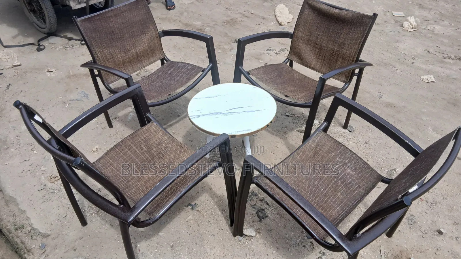 Brown Outdoor Chair Without the Center Table