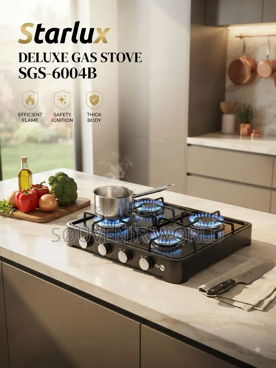 Starlux SGS-6004B 4-Burner Deluxe Gas Stove