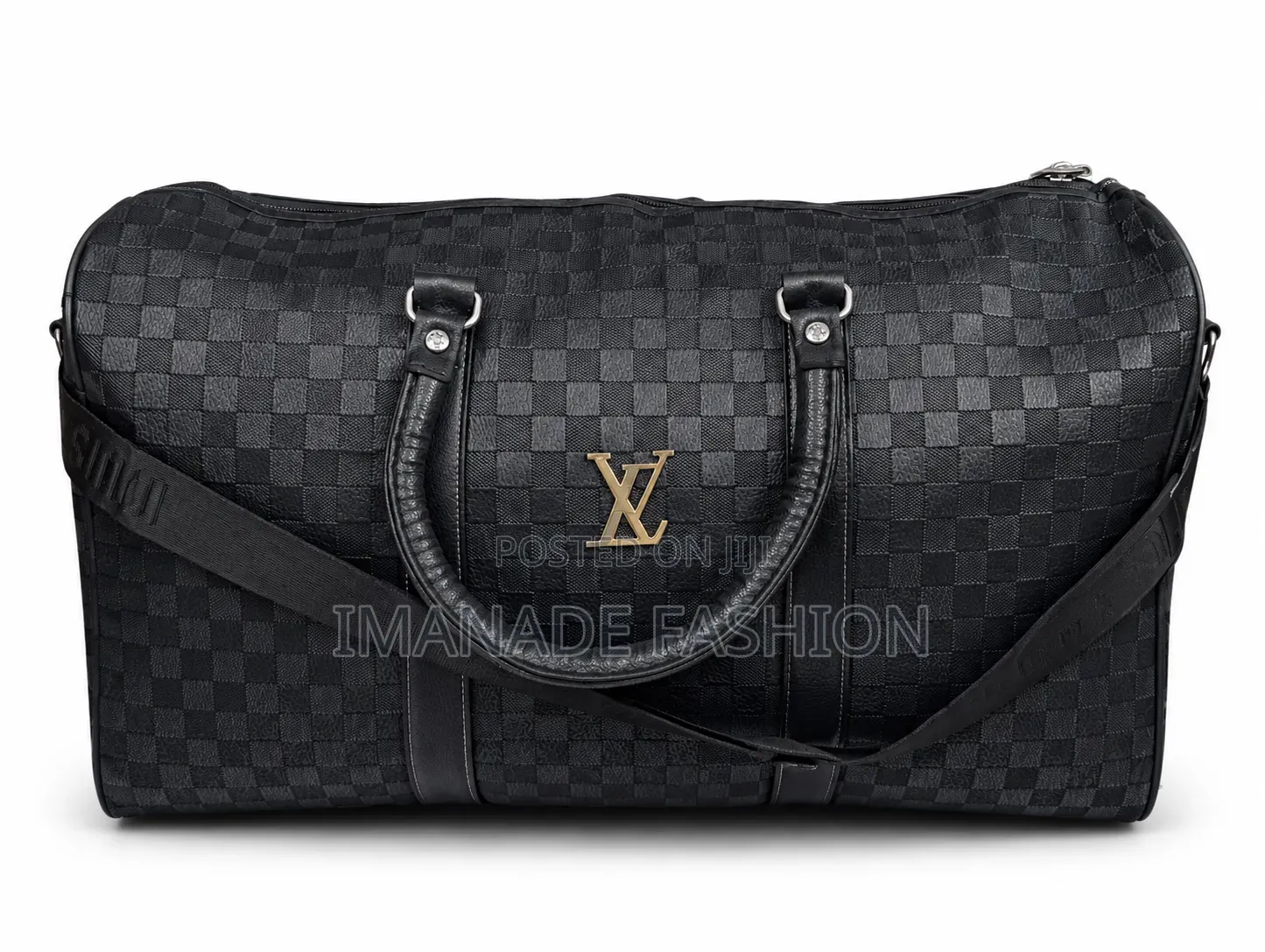 Black Checkered Travel Duffle Bag