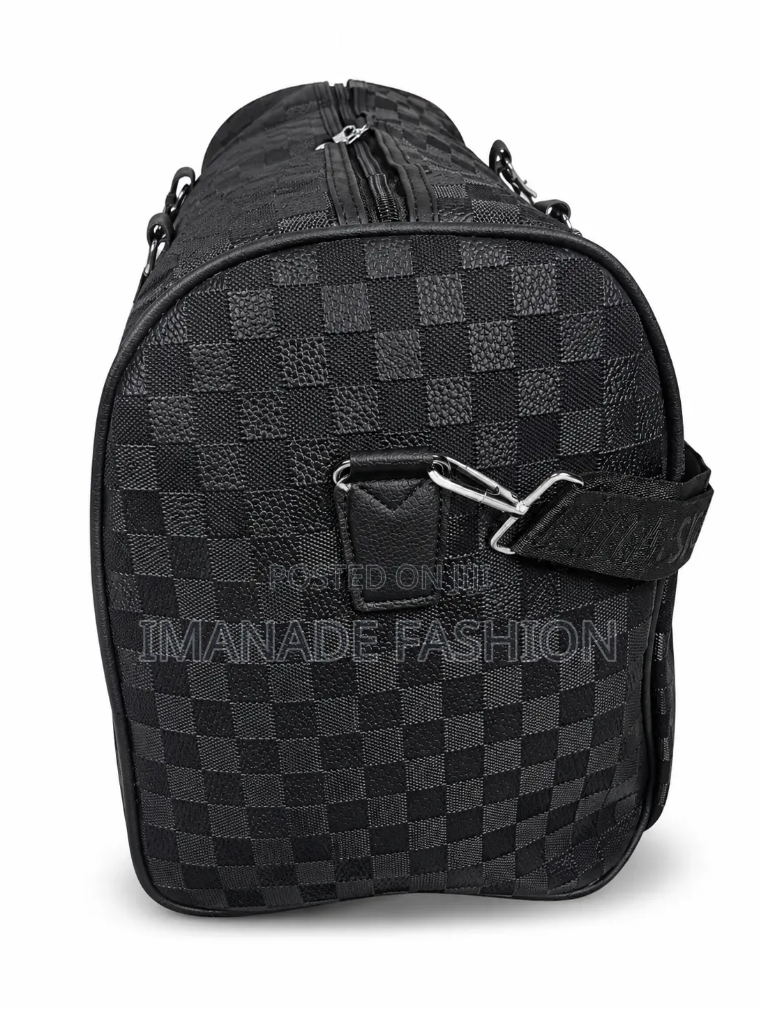 Black Checkered Travel Duffle Bag