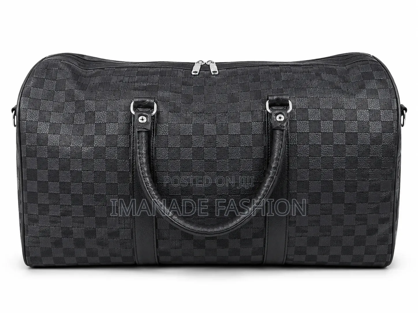 Black Checkered Travel Duffle Bag