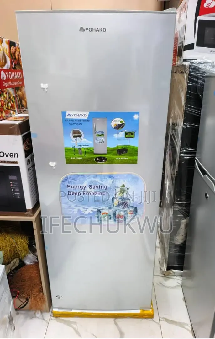YOHAKO Premium Luxury Solar AC, DC, Inverter ICE Block Upright Freezer