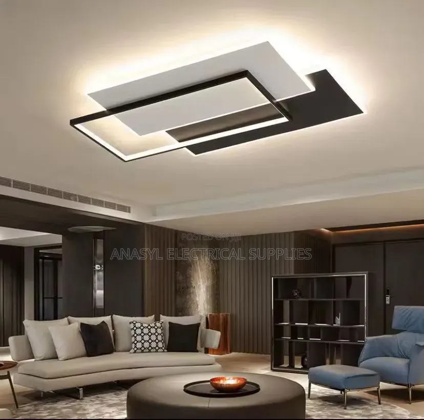 Modern Black-and-White Rectangular Acrylic Panels LED Ceiling Light