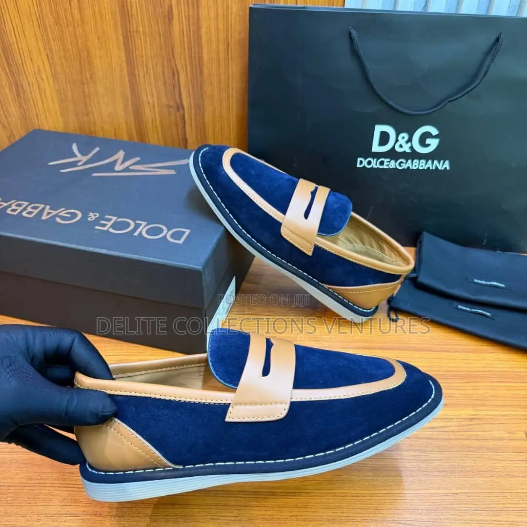 Luxury Update  Dolce Gabbana Split Calfskin Slip-on Sneakers.