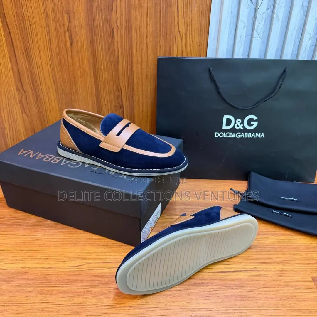 Luxury Update  Dolce Gabbana Split Calfskin Slip-on Sneakers.