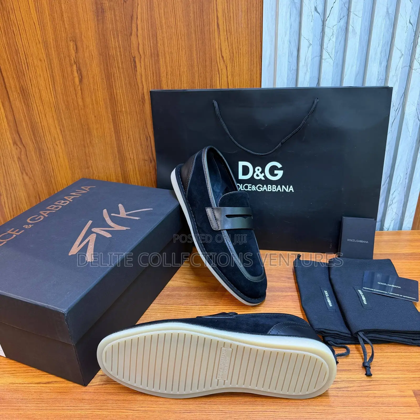 Luxury Update  Dolce Gabbana Split Calfskin Slip-on Sneakers.