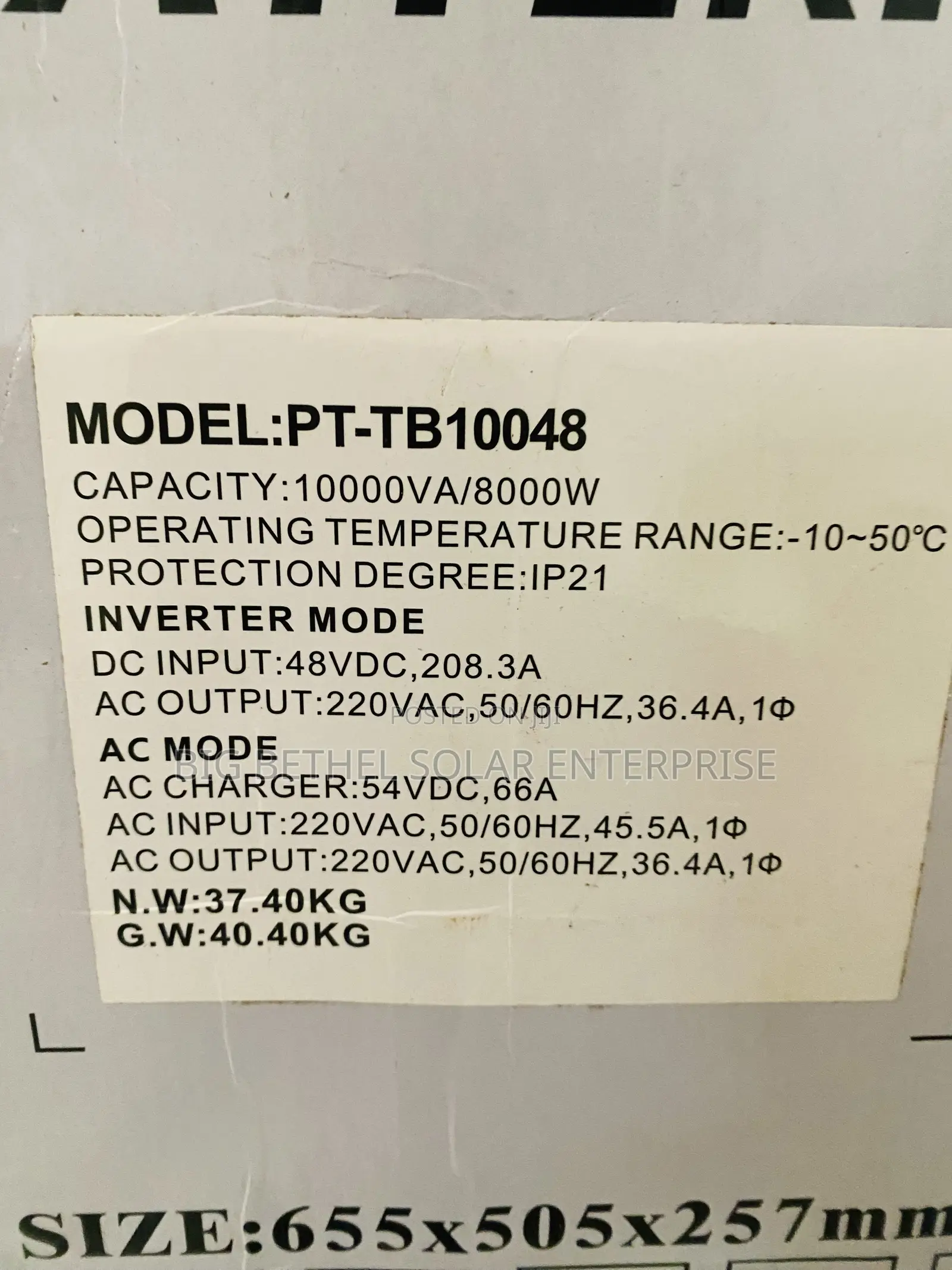 Pattern 10kva 48v Hybrid Solar Inverter
