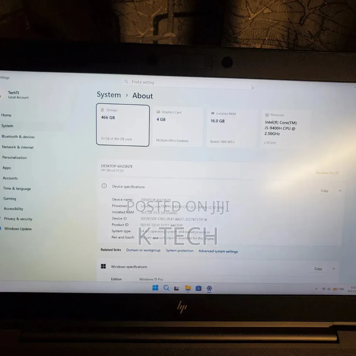 Laptop HP ZBook 15 G6 16GB Intel Core i5 SSD 512GB