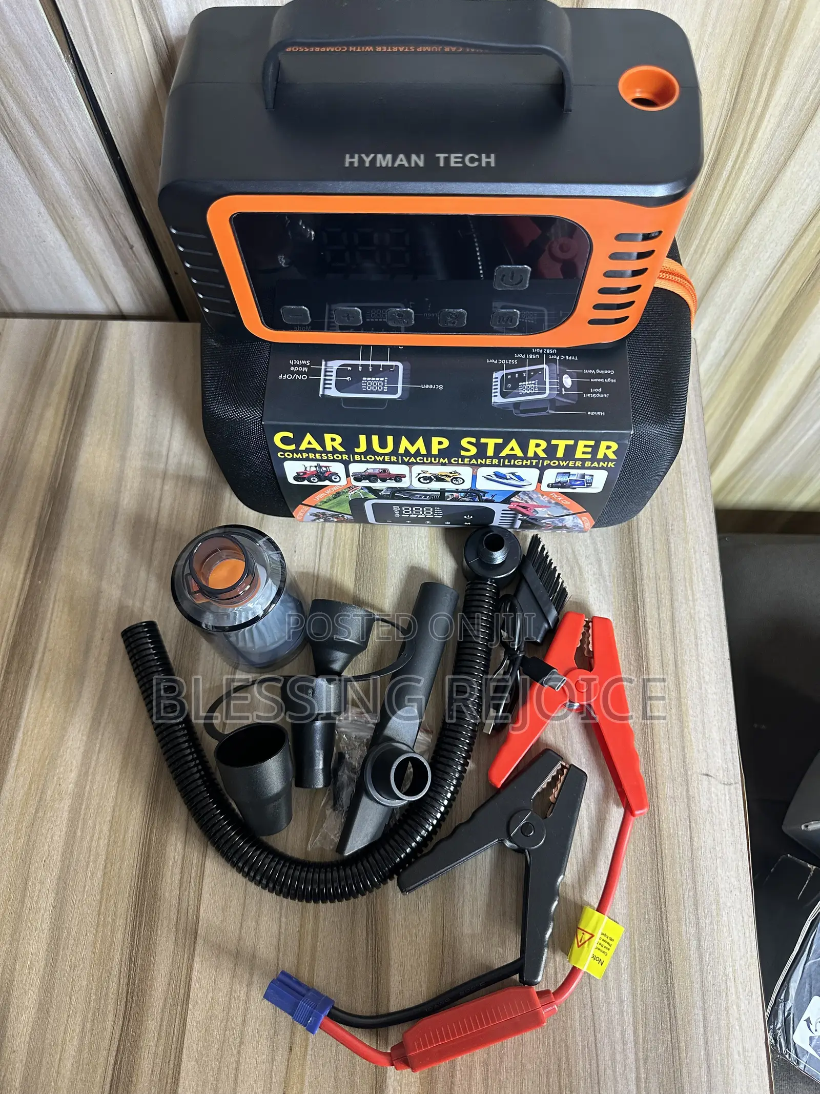 8 in 1 Jump Start, Air Compressor Vacuum Cleaner Blower, Power Bank