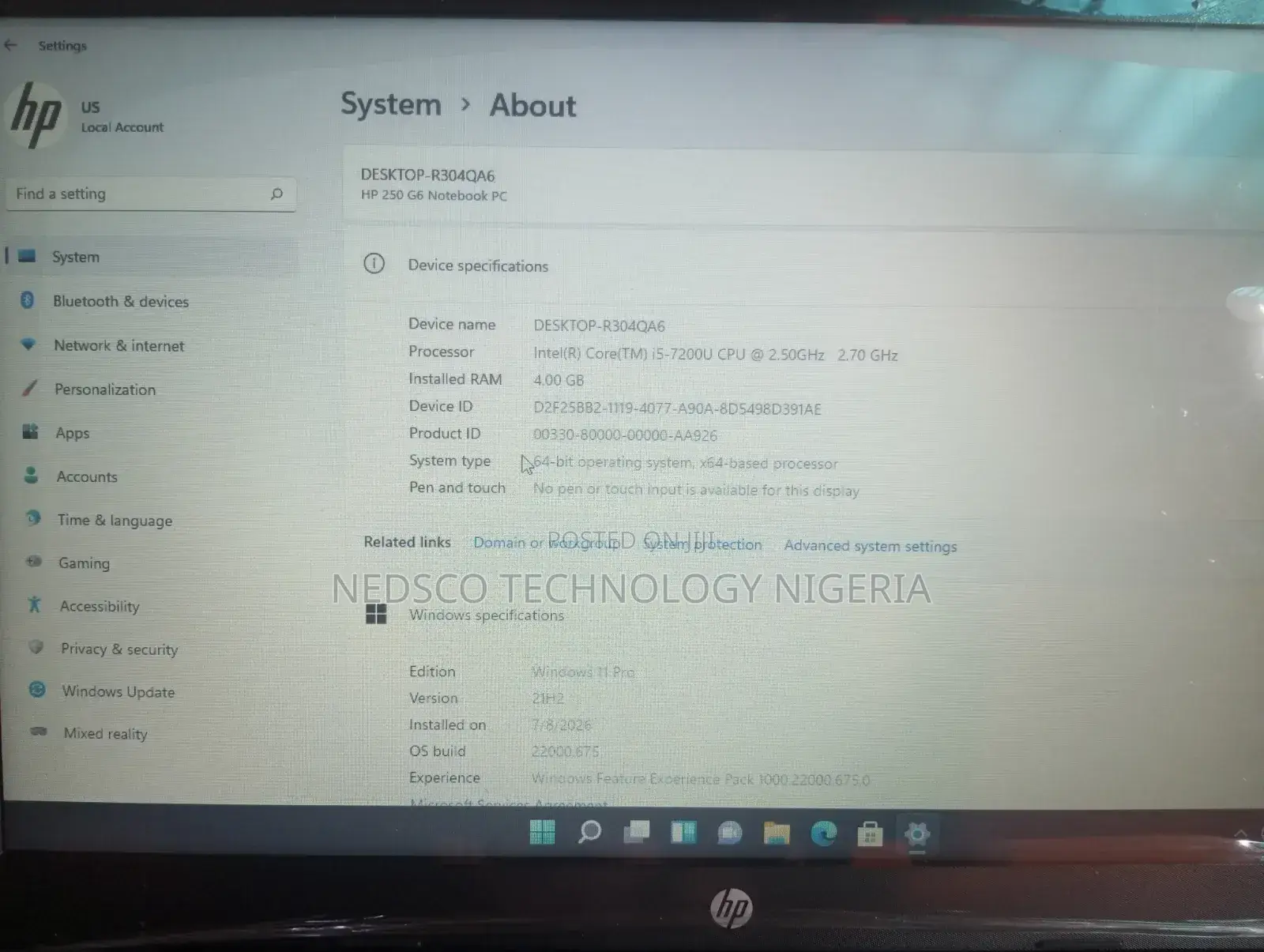 Laptop HP 250 G6 4GB Intel Core 5 SSD 128GB