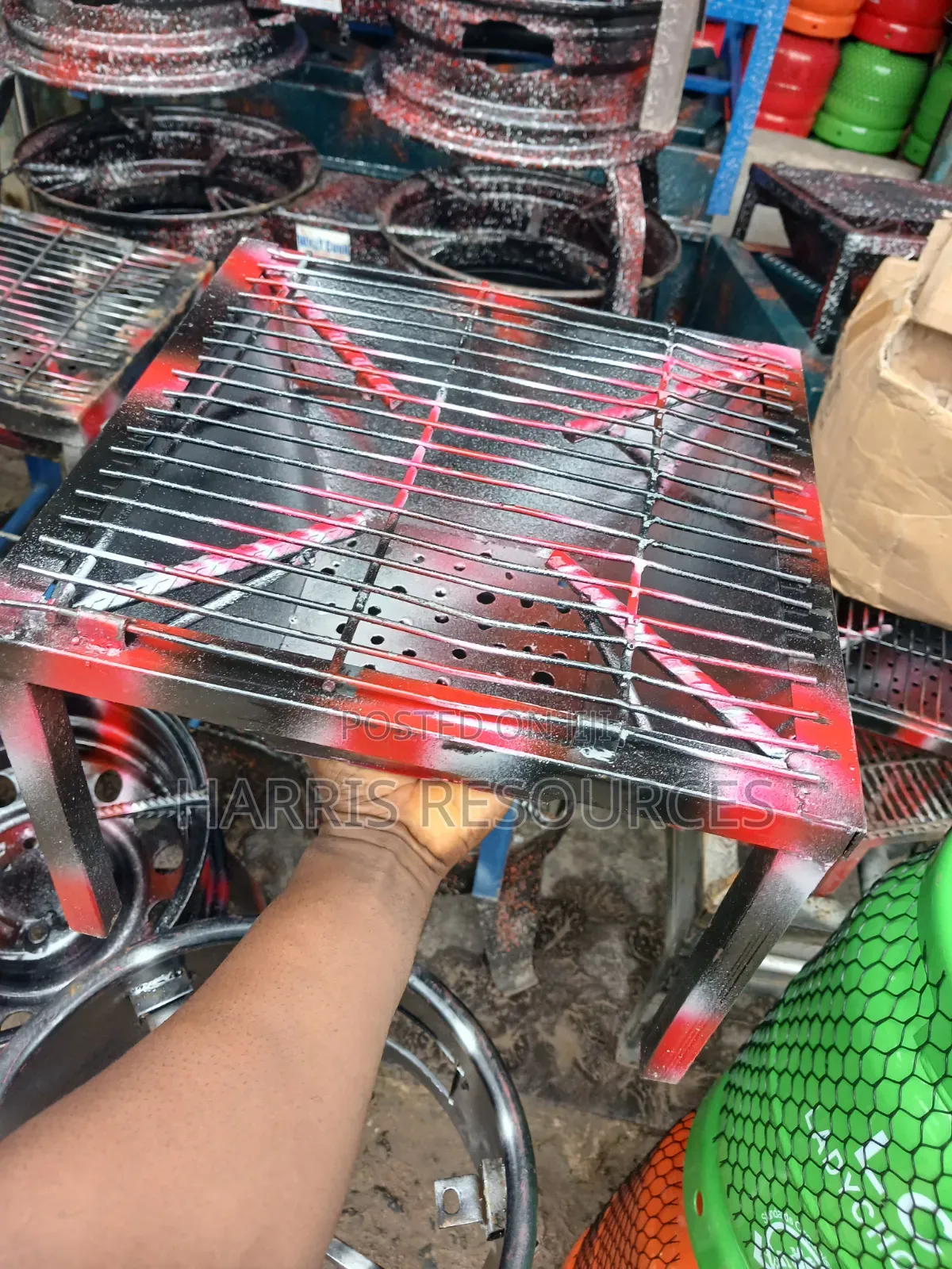 Charcoal Barbecue Grill and Mesh Roaster,