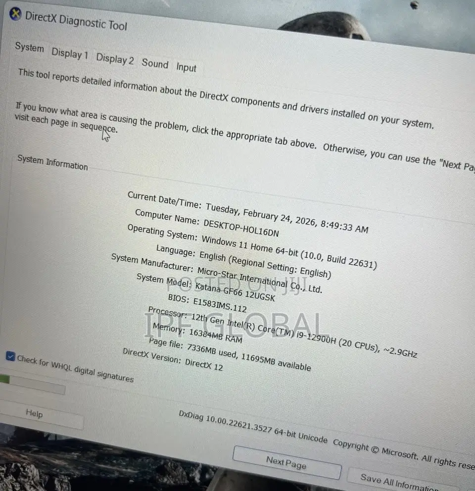 Laptop MSI Katana GF66 16GB Intel Core i9 SSD 1T