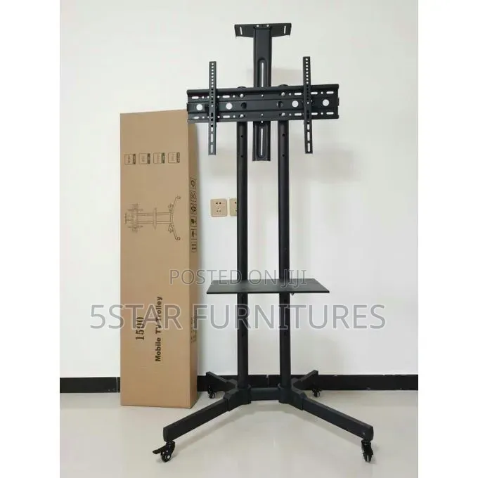 Mobile Trolley TV Stand With Mount 32" - 75" - BLACK