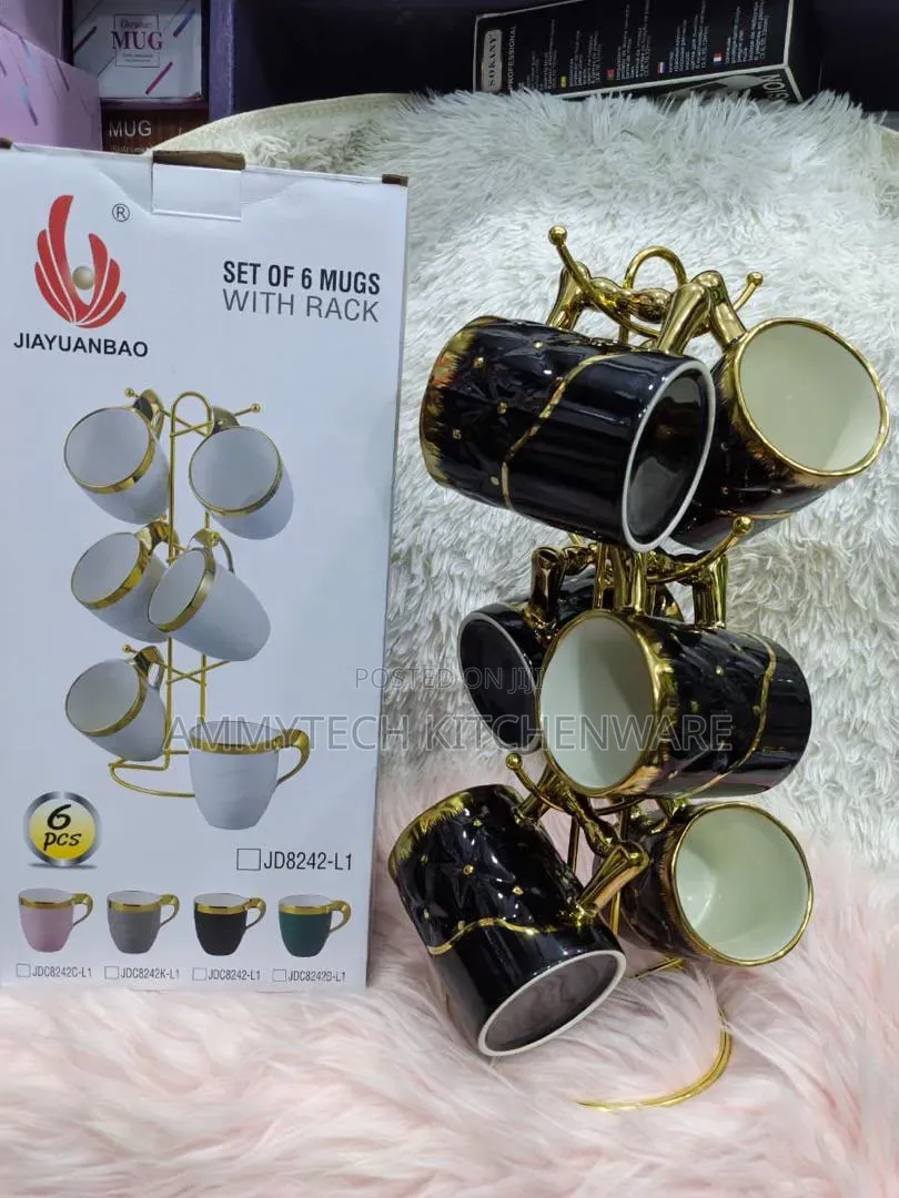 Beautiful Sets 6pcs Tea Mugs With Rack