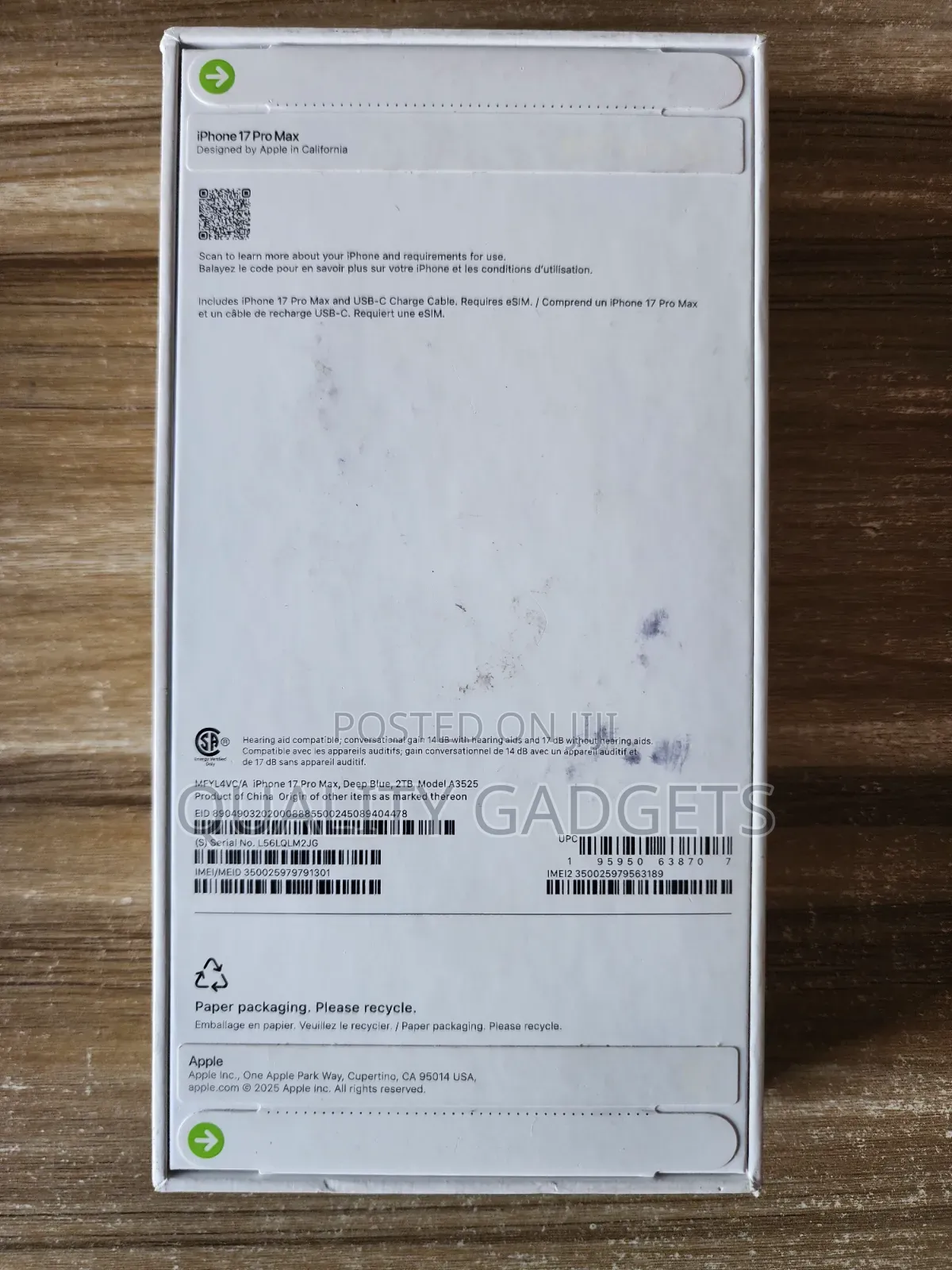 New Apple iPhone 17 Pro Max 2 TB Blue