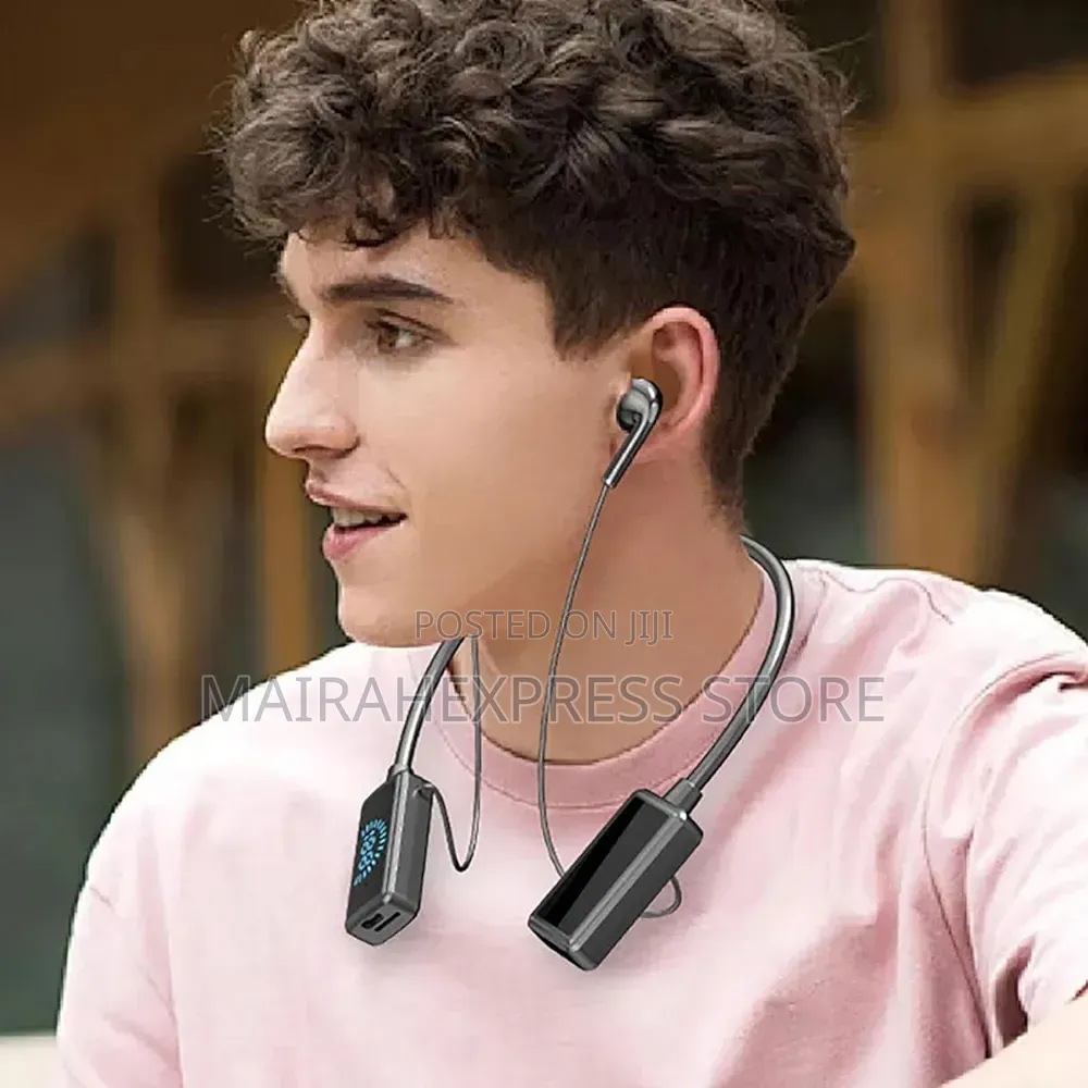 Wireless Neckband Headset With an LED Digital Battery 2st7