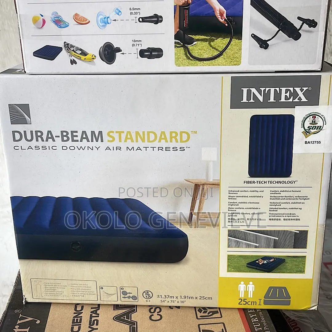 Inflatable Double Airbed 4.5ft by 6ft 10inches Height With Hand Pumper